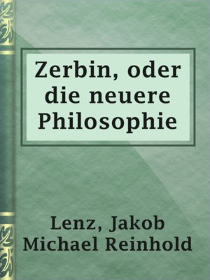 cover image of Zerbin, oder die neuere Philosophie